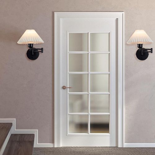 Appliques Murales D'intérieur Pour Escaliers E27 Tissu Blanc Abat-jour Vintage