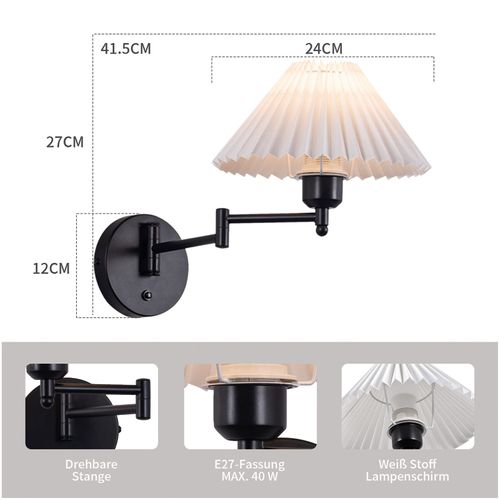 Appliques Murales D'intérieur Pour Escaliers E27 Tissu Blanc Abat-jour Vintage