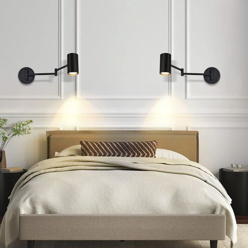 Applique Murale Intérieure Noire - Gu10 Orientable - Pack De 2 - Style Vintage Pour Salon