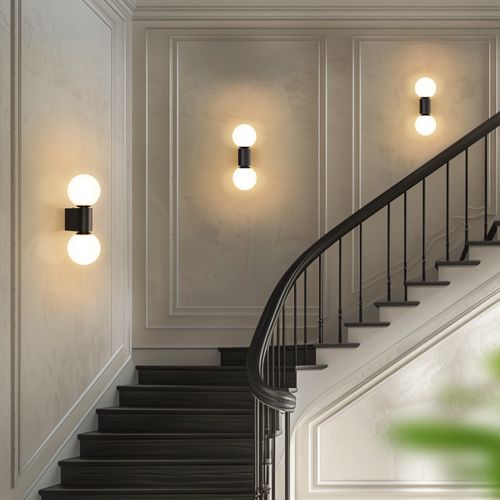 Applique Murale Intérieure Lampe De Couloir Noir-blanc G9 Éclairage Mural Boule De Verre Salon