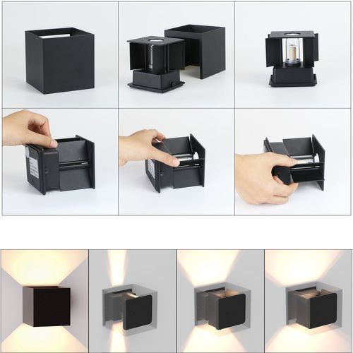 Applique Murale Extérieure Ip65 Étanche Haut Et Bas Faisceau Lumineux Réglable 3w