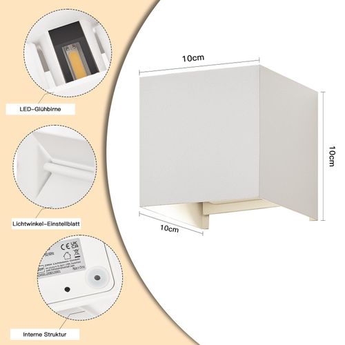 Applique Murale LED 2er Intérieure Lampe De Couloir Intérieure Applique Extérieure Étanche Blanc