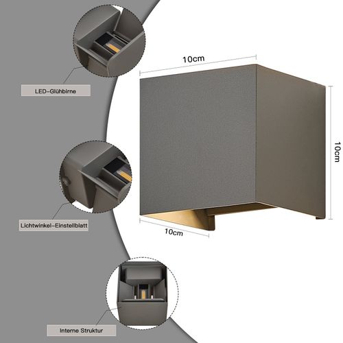 Applique Murale LED Intérieure 1er Up And Down LED Extérieur 5w Gris