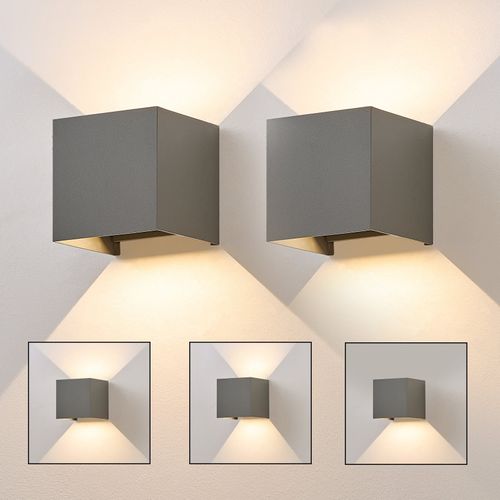 Applique Murale 2er LED Intérieure Lampe De Couloir Intérieure Applique Extérieure Étanche Gris