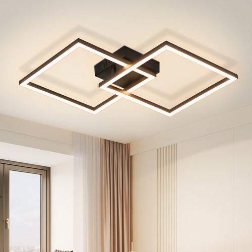Plafonnier LED Salon 2 Cadres Noir Carré Plafonnier Moderne 3000k