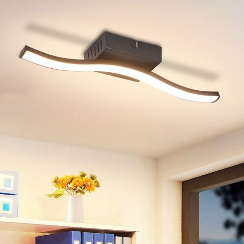 Plafonnier LED Salon Noir Vagues Design Moderne Plafonnier 3000k Couloir Cuisine