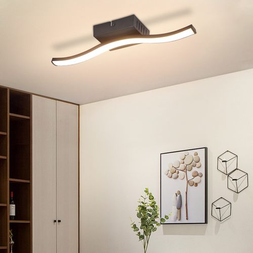 Plafonnier LED Salon Noir Vagues Design Moderne Plafonnier 3000k Couloir Cuisine