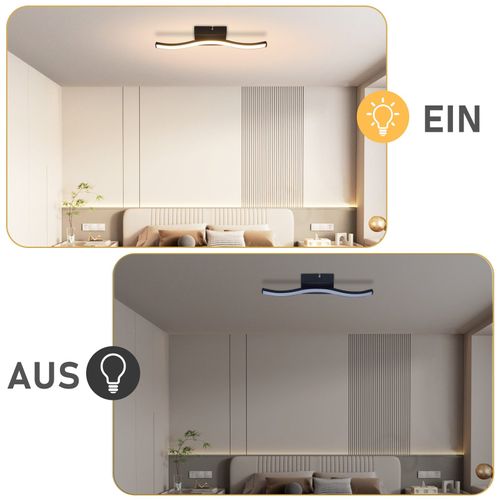 Plafonnier LED Salon Noir Vagues Design Moderne Plafonnier 3000k Couloir Cuisine