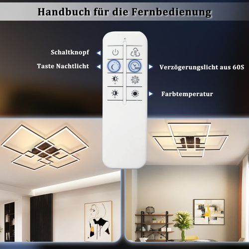 Plafonnier LED Salon 72cm Noir Rectangulairevariable 48w Plafonnier