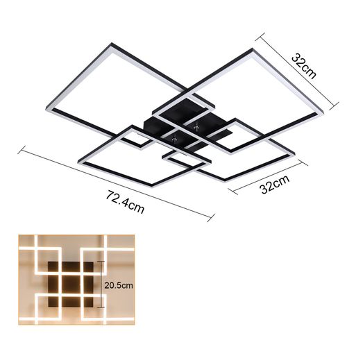 Plafonnier LED Salon 72cm Noir Rectangulairevariable 48w Plafonnier