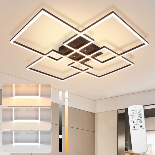 Plafonnier LED Salon 72cm Noir Rectangulairevariable 48w Plafonnier