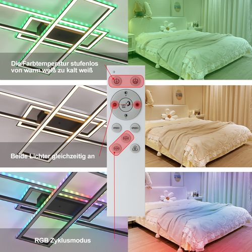 Plafonnier LED Chambre à Coucher Rgb Télécommande à Intensité Variable