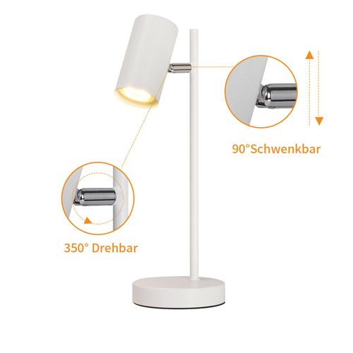 Lampe De Bureau LED, Gu10, Pivotante 350°, Métal, Pour Bureau Ou Salon