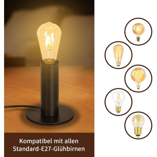Lampe de bureau Noir E27 Métal Avec Fiche Incl  Interrupteur Max.40w Sans Ampoule