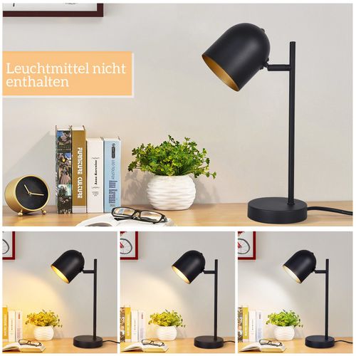Lampe De Table Salon Noir Or Métal Orientable 350° E14 Lampe De Chevet