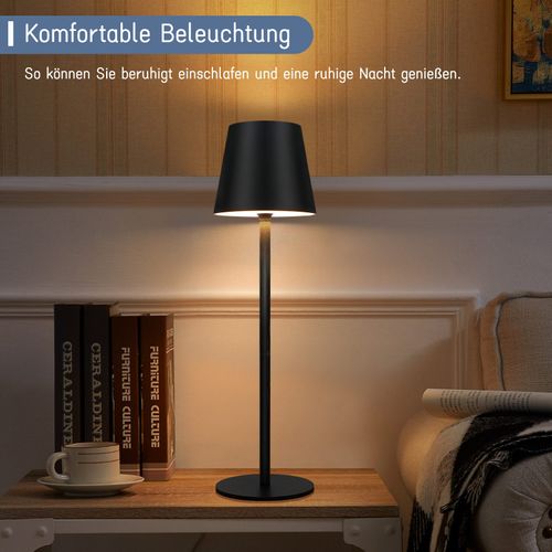 Lampe De Table Sans Fil - Lampe De Chevet Noir Ip54 Lampe De Lit Whonzimmer