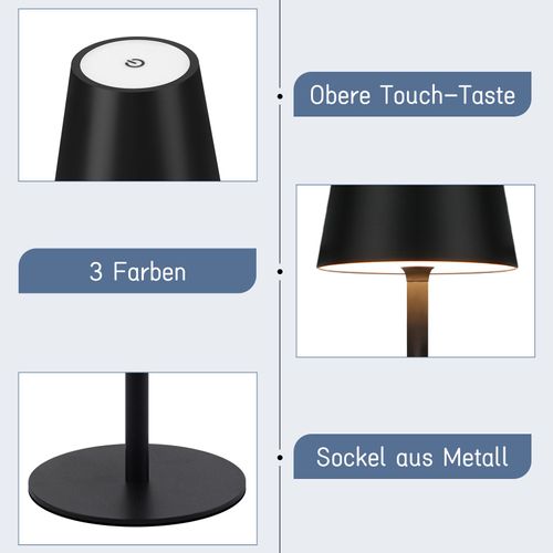 Lampe De Table Sans Fil - Lampe De Chevet Noir Ip54 Lampe De Lit Whonzimmer