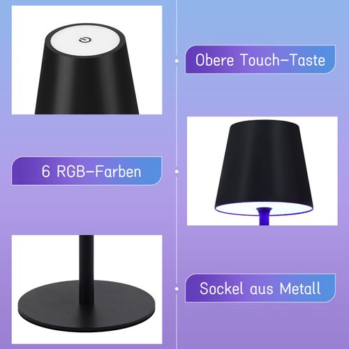 Lampe De Table Noir Sans Fil Variable Rgb Whonzimmer Ip54 Lampe De Lit USB Pour Bureau