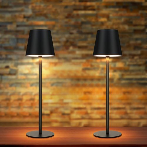 Lampe à Poser LED 2x, Noir, Rgb, USB Rechargeable, Sans Fil, Dimmable, Métal,ip54  Pour Bureau
