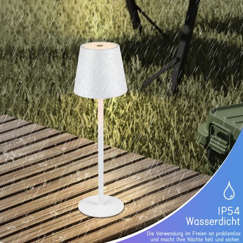 Lampe de Table Rechargeable 2x  blanche lampe de chevet Sans Fil  Dimmable Métal Ip54