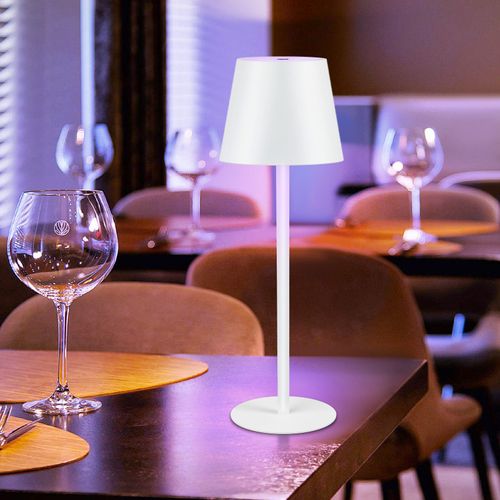 Lampe de Table Rechargeable 2x  blanche lampe de chevet Sans Fil  Dimmable Métal Ip54