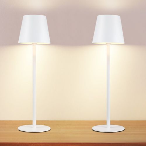 Lampe à Poser LED 2x, Blanc, USB, Sans Fil, Dimmable, Ip54, Métal, Pour Bureau