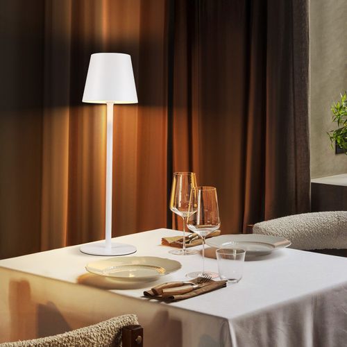 Lampe à Poser LED 2x, Blanc, USB, Sans Fil, Dimmable, Ip54, Métal, Pour Bureau