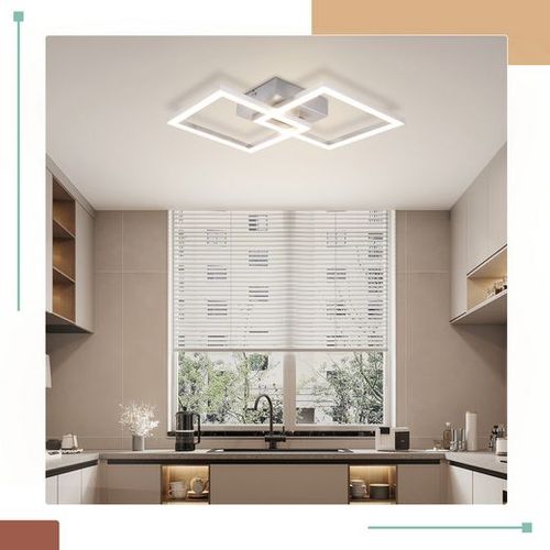 Plafonnier LED Moderne 2 Flammes Argent 24w Pour Chambre Et Salon