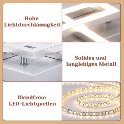 Plafonnier LED Moderne 2 Flammes Argent 24w Pour Chambre Et Salon