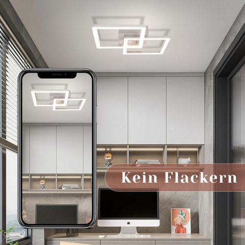 Plafonnier LED Moderne 2 Flammes Argent 24w Pour Chambre Et Salon