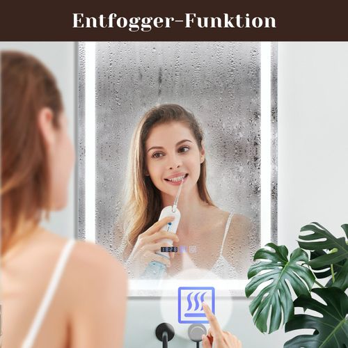 Miroir De Salle De Bain Avec Éclairage LED Salle De Bain Avec Fonction Tactile Blanc Miroir Mural