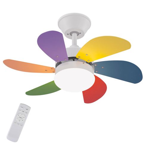 Ventilateur De Plafond 6 Pales Coloré Ø75cm Télécommande Silencieux Été/hiver