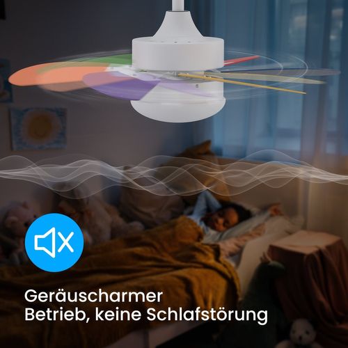 Ventilateur De Plafond 6 Pales Coloré Ø75cm Télécommande Silencieux Été/hiver