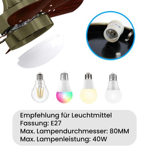 Ventilateur De Plafond 6 Pales Ø75cm - Sans Ampoule Télécommande Silencieux Été/hiver (chambre)