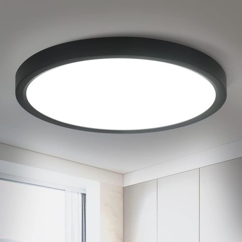 Plafonnier LED Noir Rond 23 Cm 4000k Blanc Froid 18w