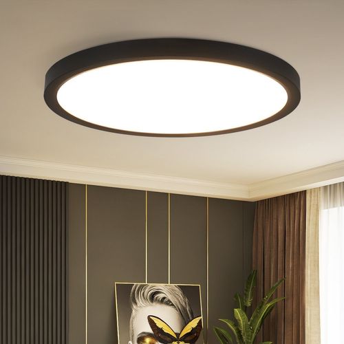 Plafonnier LED Noir Rond 23 Cm 4000k Blanc Froid 18w