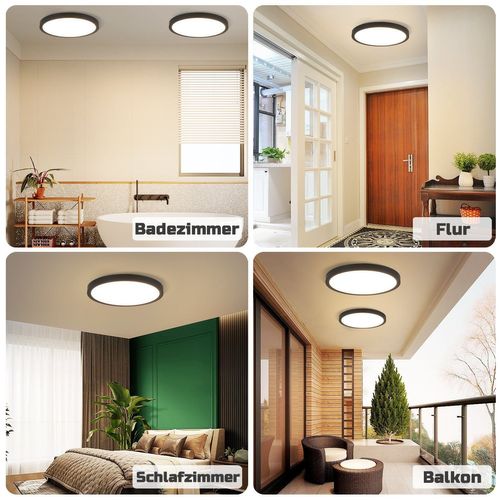Plafonnier LED Noir Rond 23 Cm 4000k Blanc Froid 18w