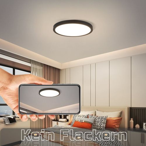 Plafonnier LED Noir Rond 23 Cm 4000k Blanc Froid 18w