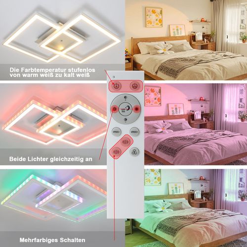 Plafonnier LED Rgb Avec Télécommande Et Intensité Variable Pour Chambre à Coucher