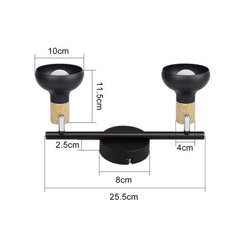 Plafonnier Vintage Noir à 2 Flammes E14 - Éclairage Industriel Pour Salon Et Hôtel