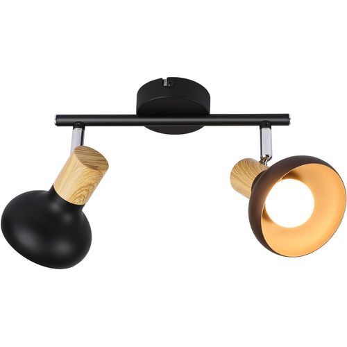 Plafonnier Vintage Noir à 2 Flammes E14 - Éclairage Industriel Pour Salon Et Hôtel