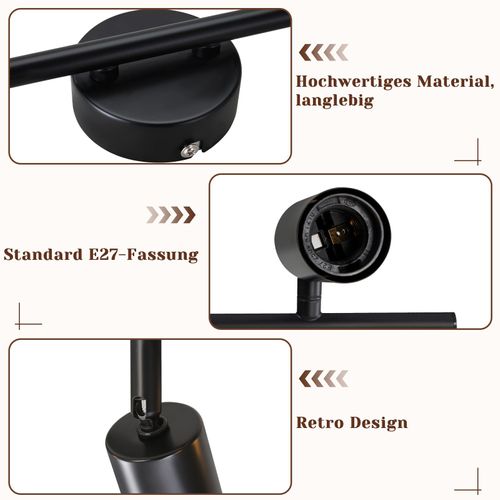 Spot De Plafond Noir Pivotant E27 Vintage Pour Chambre à Coucher