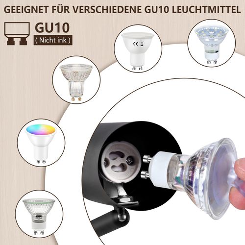 Spot De Plafond Moderne 3 Flammes Gu10 Pour Salon, Noir En Bois Et Métal