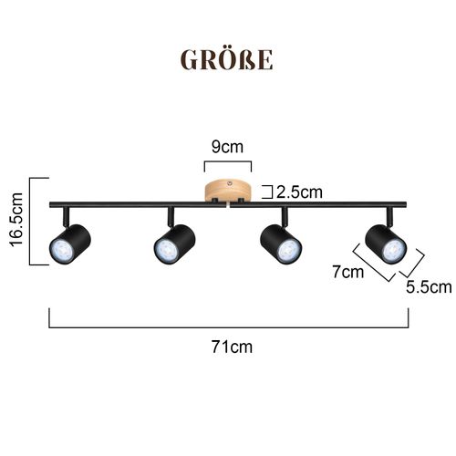 Plafonnier Vintage Moderne 4 Lampes Gu10 Pour Chambre Et Couloir