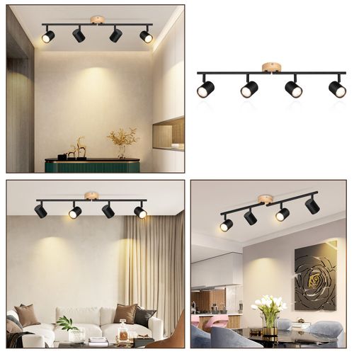 Plafonnier Vintage Moderne 4 Lampes Gu10 Pour Chambre Et Couloir