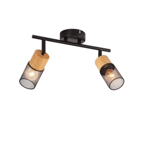 Spot De Plafond Orientable Noir Vintage à 2 Flammes Pour Salon Et Couloir