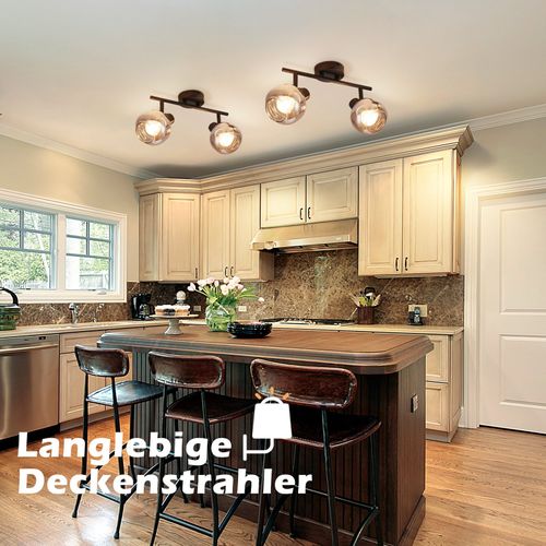 Plafonnier Rotatif 350° En Verre Fumé Pour Salon Et Cuisine