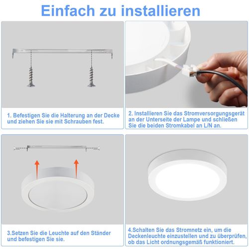 Plafonnier LED Moderne 4000k IP44 Ø23cm Blanc Pour Chambre Et Salon Éclairage Plat
