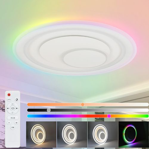 Plafonnier LED Acrylique Rond Avec Rétro-éclairage Rgb - 50cm - Éclairage Moderne