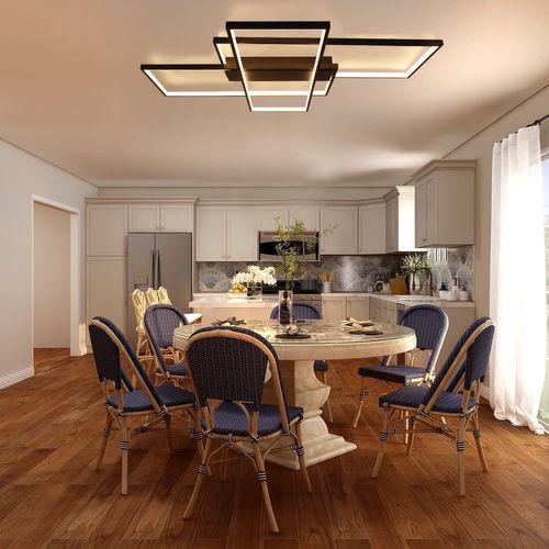 Plafonnier LED Rectangulaire Moderne Noir 65cm Avec Dimmable Et 3 Ampoules